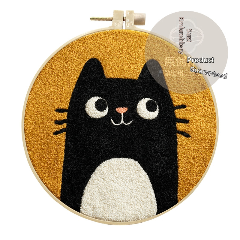 Súprava DIY Punch Needle a Rug Punch - bavlna, kreslený motív, moderný minimalistický štýl