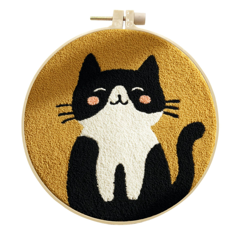Súprava DIY Punch Needle a Rug Punch - bavlna, kreslený motív, moderný minimalistický štýl