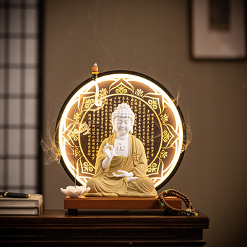 Keramické sošky Vairocana a Shakyamuni Budhu pre obývaciu izbu a vstupnú halu, zen-inšpirovaný čínskeho štýlu dekorácie