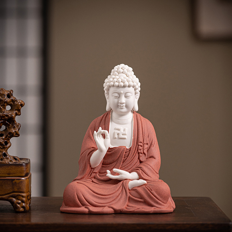 Keramické sošky Vairocana a Shakyamuni Budhu pre obývaciu izbu a vstupnú halu, zen-inšpirovaný čínskeho štýlu dekorácie
