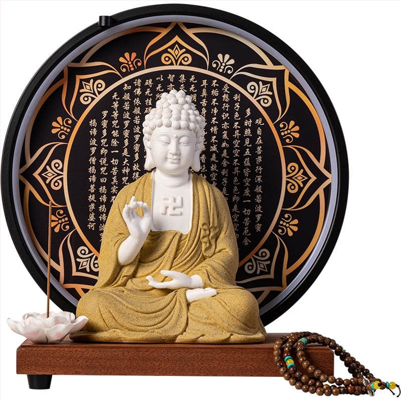 Keramické sošky Vairocana a Shakyamuni Budhu pre obývaciu izbu a vstupnú halu, zen-inšpirovaný čínskeho štýlu dekorácie