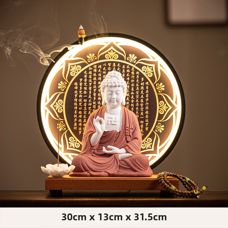 Keramické sošky Vairocana a Shakyamuni Budhu pre obývaciu izbu a vstupnú halu, zen-inšpirovaný čínskeho štýlu dekorácie