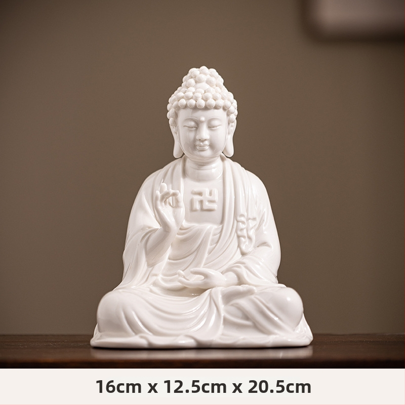 Keramické sošky Vairocana a Shakyamuni Budhu pre obývaciu izbu a vstupnú halu, zen-inšpirovaný čínskeho štýlu dekorácie