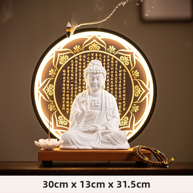 Keramické sošky Vairocana a Shakyamuni Budhu pre obývaciu izbu a vstupnú halu, zen-inšpirovaný čínskeho štýlu dekorácie