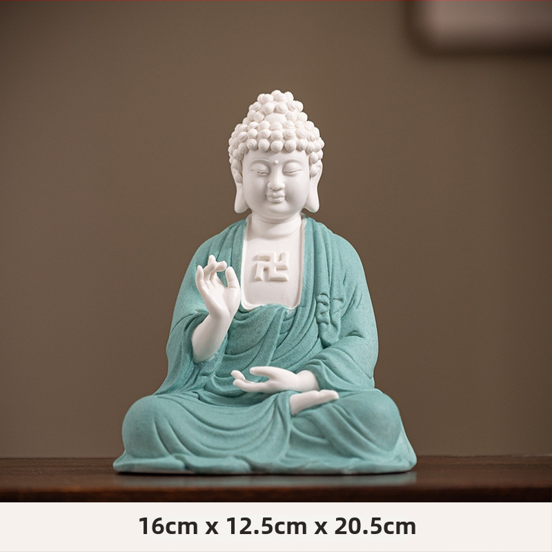 Keramické sošky Vairocana a Shakyamuni Budhu pre obývaciu izbu a vstupnú halu, zen-inšpirovaný čínskeho štýlu dekorácie