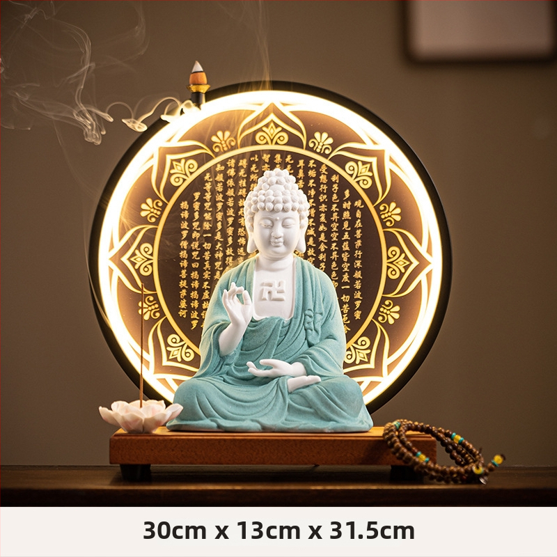 Keramické sošky Vairocana a Shakyamuni Budhu pre obývaciu izbu a vstupnú halu, zen-inšpirovaný čínskeho štýlu dekorácie
