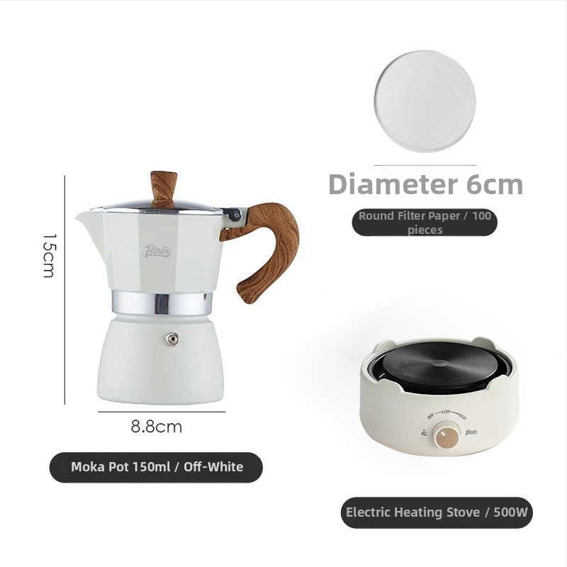 Bincoo Talianska moka pot na kávu, kompaktný domáci kávovar, súprava príslušenstva pre kávu