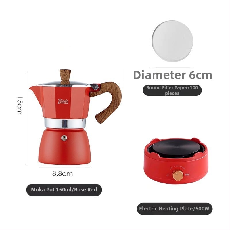 Bincoo Talianska moka pot na kávu, kompaktný domáci kávovar, súprava príslušenstva pre kávu