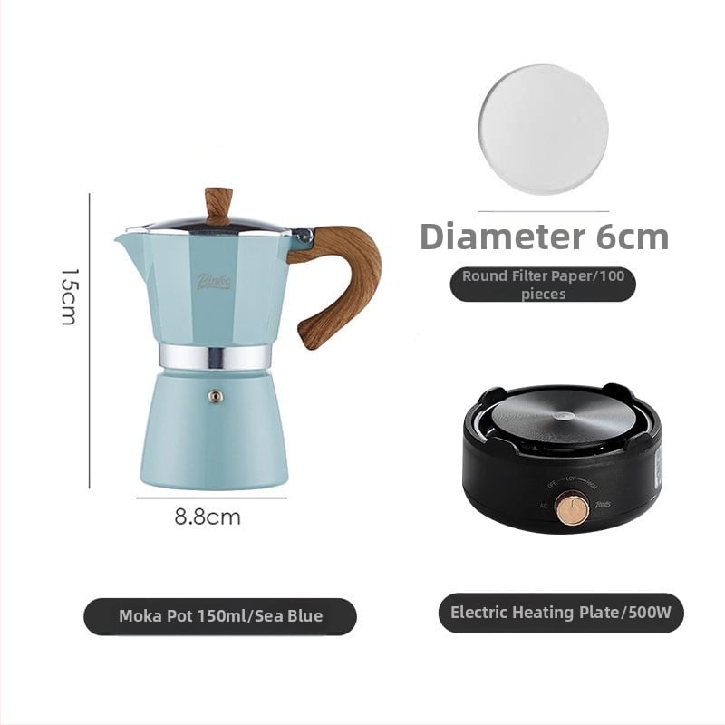 Bincoo Talianska moka pot na kávu, kompaktný domáci kávovar, súprava príslušenstva pre kávu