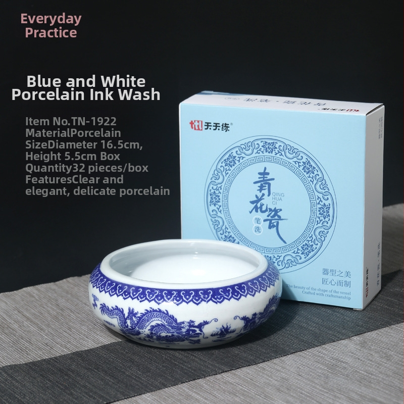 Modro-biely porcelánový stojan na perá s dizajnom kvetinovej glazúry horského vrchu, keramický stojan na perá do kancelárie