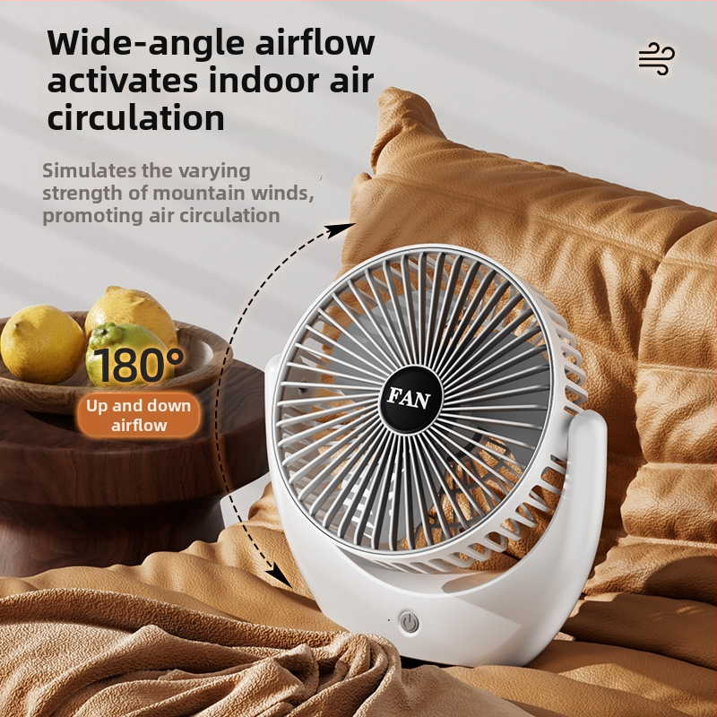 USB stolný ventilátor s vstavanou batériou, tichý a prenosný, 3 rýchlosti