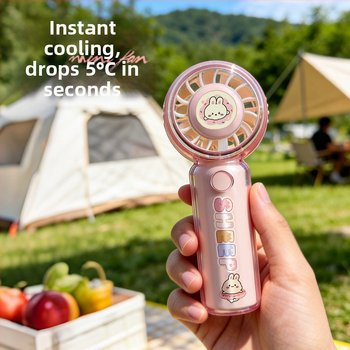 Priehľadný ručný ventilátor s roztomilým kresleným zvieratkom, USB nabíjanie, prenosný mini ventilátor pre študentov