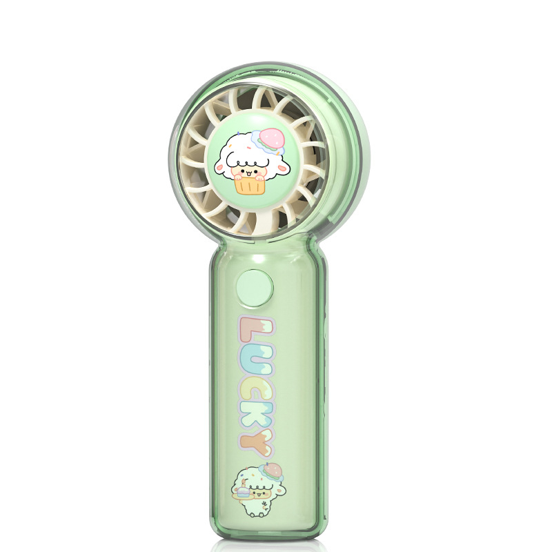Priehľadný ručný ventilátor s roztomilým kresleným zvieratkom, USB nabíjanie, prenosný mini ventilátor pre študentov