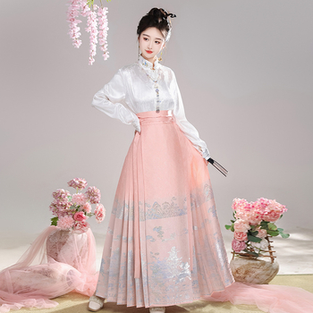 Nova originalna Hanfu suknja sa zlatom i srebrom, dizajn konjske glave, jacquard vezenje, kineski stil