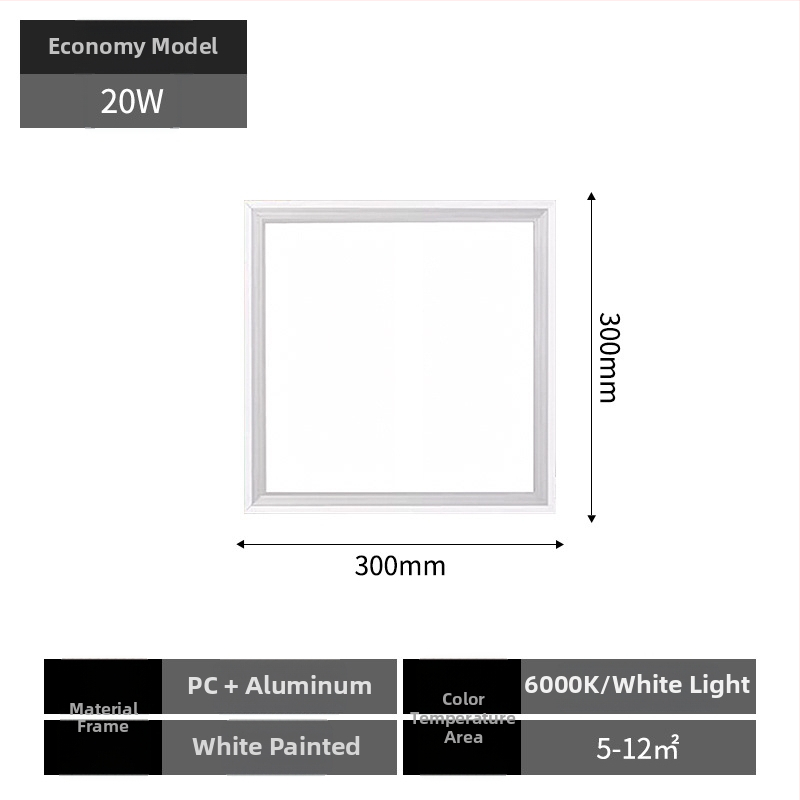 Integrované LED ploché panelové svietidlo na strop, 600×600 mm, hliníkové puzdro, nie stmievateľné, životnosť 30 000 h