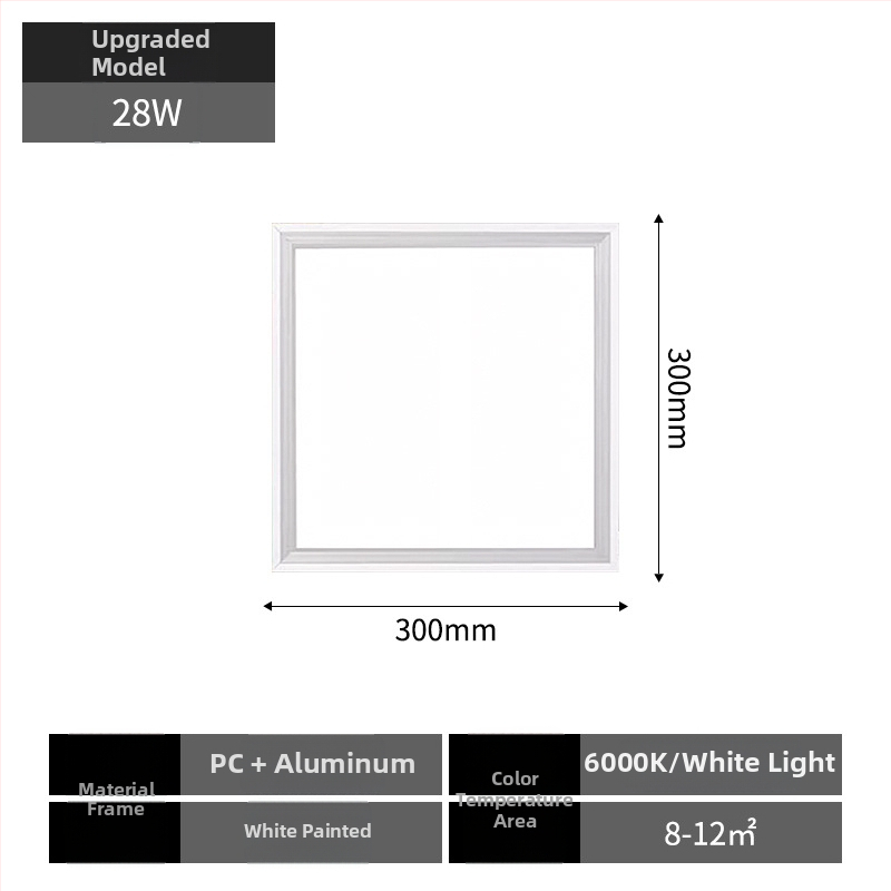 Integrované LED ploché panelové svietidlo na strop, 600×600 mm, hliníkové puzdro, nie stmievateľné, životnosť 30 000 h