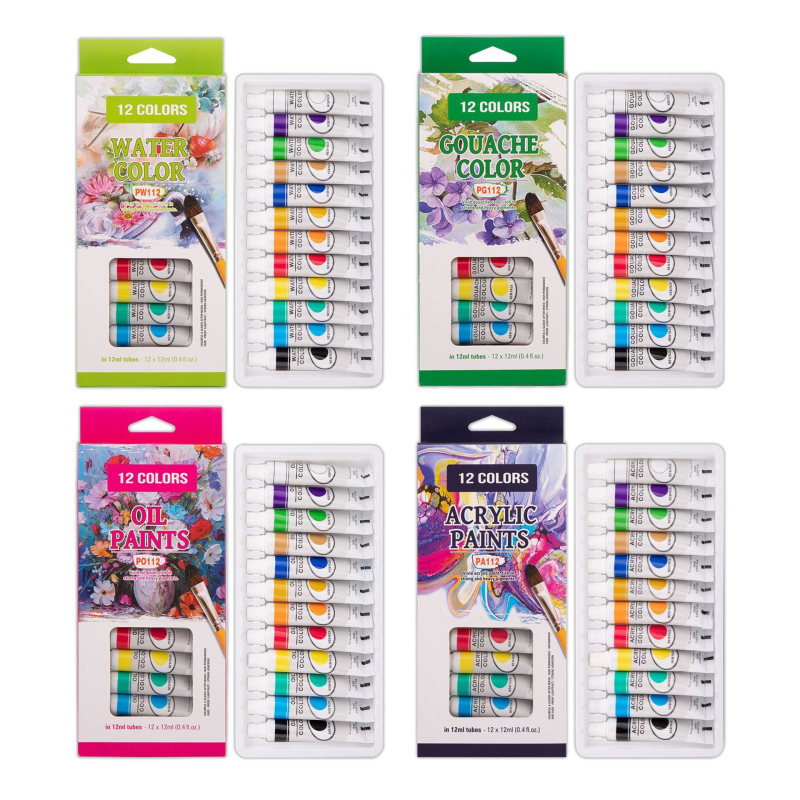 Set od 12 boja akrilne i gouache boje za djecu za DIY crtanje
