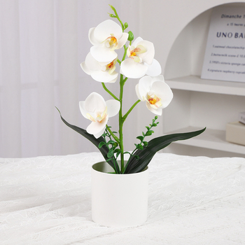 Phalaenopsis umelá orchidea – stolová ozdoba, plastová dekoratívna rastlina, rekvizita na fotografovanie, kancelárska dekorácia