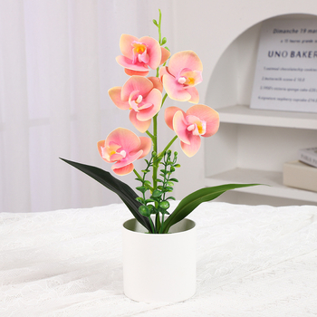 Phalaenopsis umelá orchidea – stolová ozdoba, plastová dekoratívna rastlina, rekvizita na fotografovanie, kancelárska dekorácia