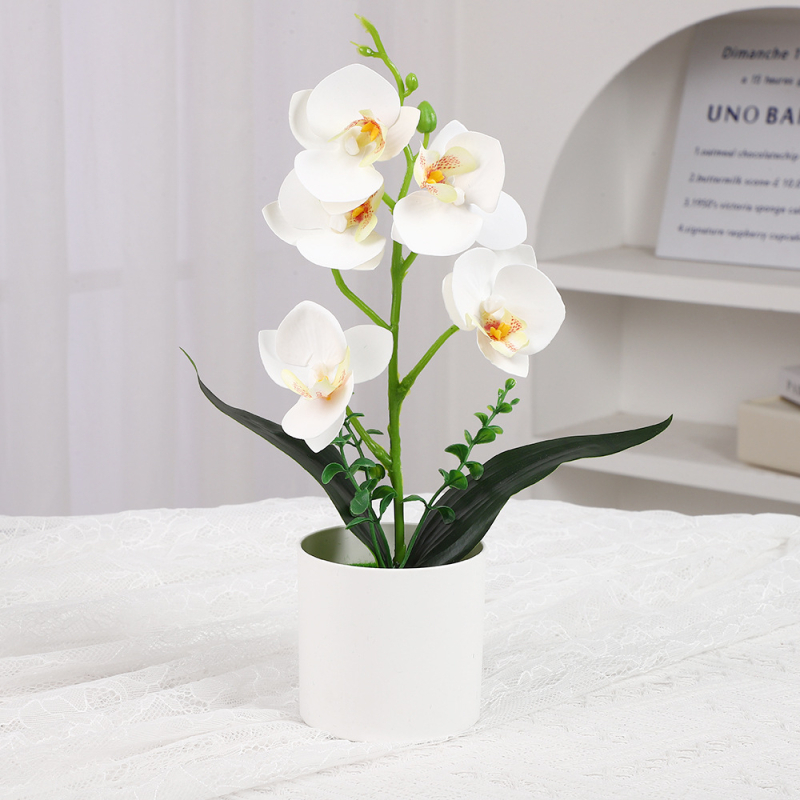 Phalaenopsis umelá orchidea – stolová ozdoba, plastová dekoratívna rastlina, rekvizita na fotografovanie, kancelárska dekorácia
