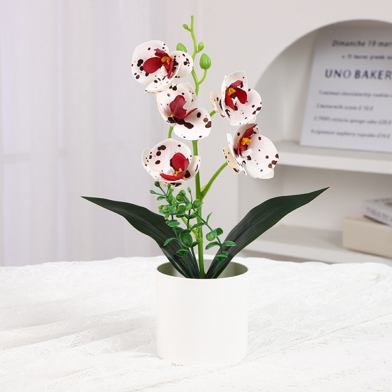 Phalaenopsis umelá orchidea – stolová ozdoba, plastová dekoratívna rastlina, rekvizita na fotografovanie, kancelárska dekorácia