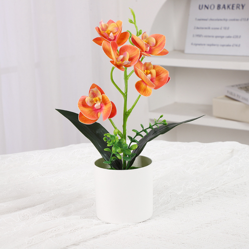 Phalaenopsis umelá orchidea – stolová ozdoba, plastová dekoratívna rastlina, rekvizita na fotografovanie, kancelárska dekorácia