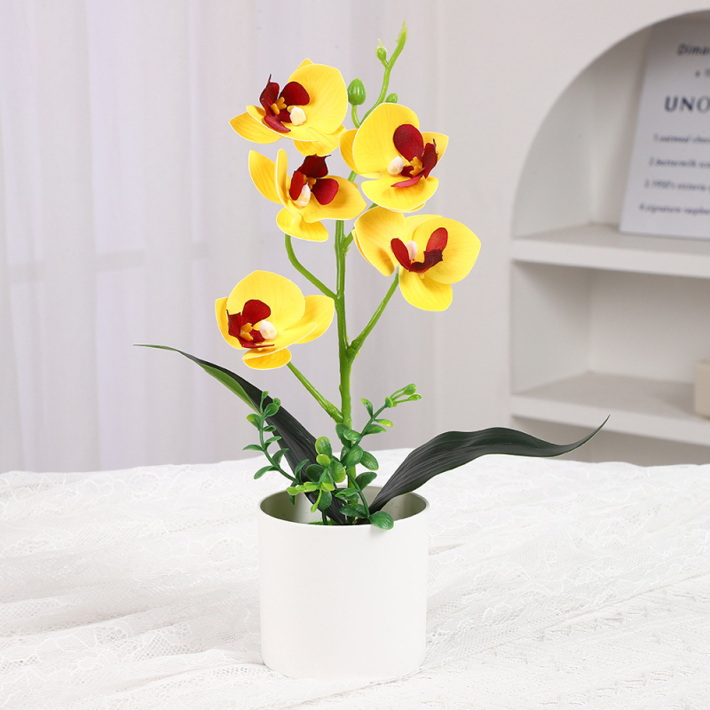 Phalaenopsis umelá orchidea – stolová ozdoba, plastová dekoratívna rastlina, rekvizita na fotografovanie, kancelárska dekorácia