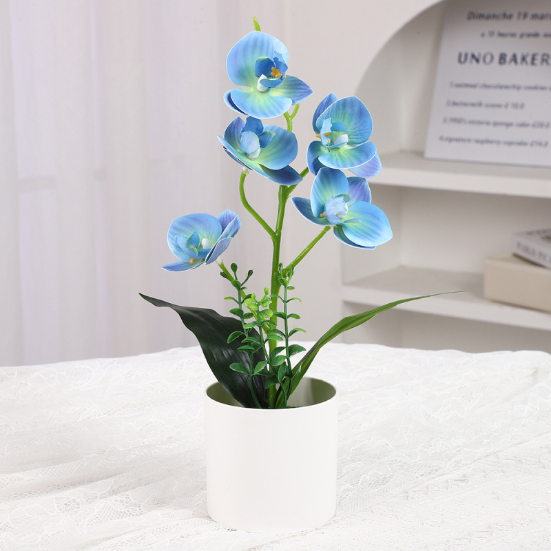 Phalaenopsis umelá orchidea – stolová ozdoba, plastová dekoratívna rastlina, rekvizita na fotografovanie, kancelárska dekorácia