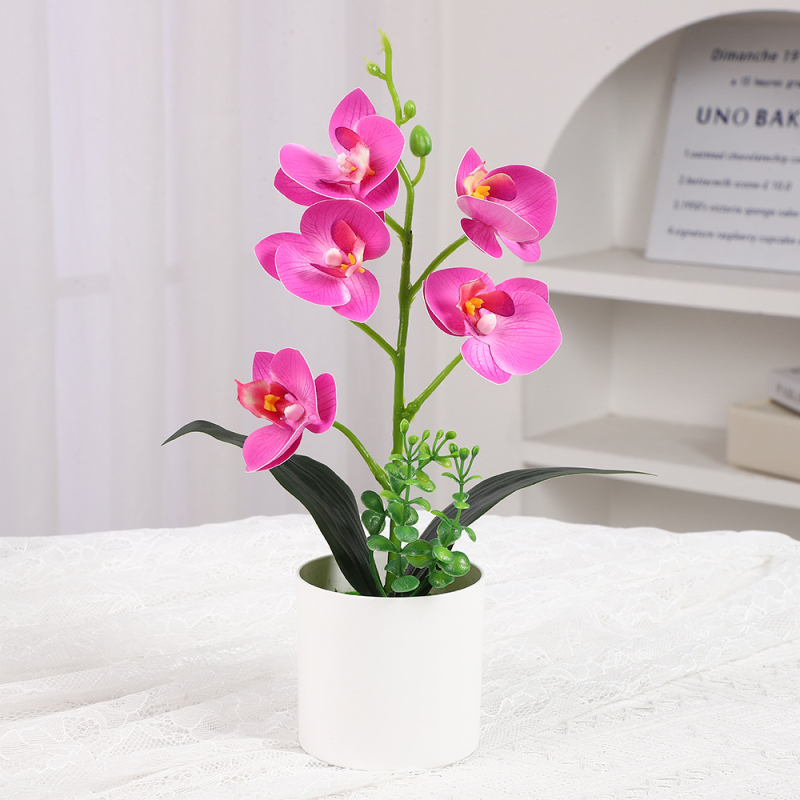 Phalaenopsis umelá orchidea – stolová ozdoba, plastová dekoratívna rastlina, rekvizita na fotografovanie, kancelárska dekorácia