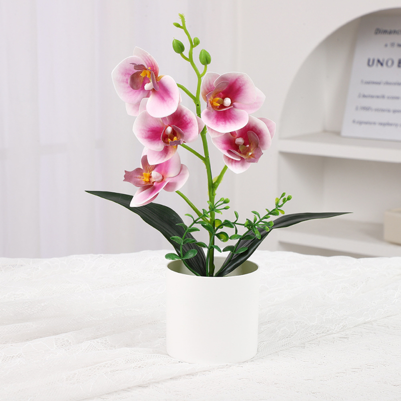 Phalaenopsis umelá orchidea – stolová ozdoba, plastová dekoratívna rastlina, rekvizita na fotografovanie, kancelárska dekorácia