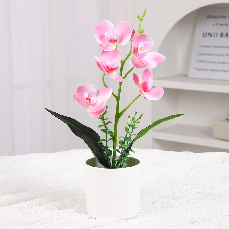 Phalaenopsis umelá orchidea – stolová ozdoba, plastová dekoratívna rastlina, rekvizita na fotografovanie, kancelárska dekorácia