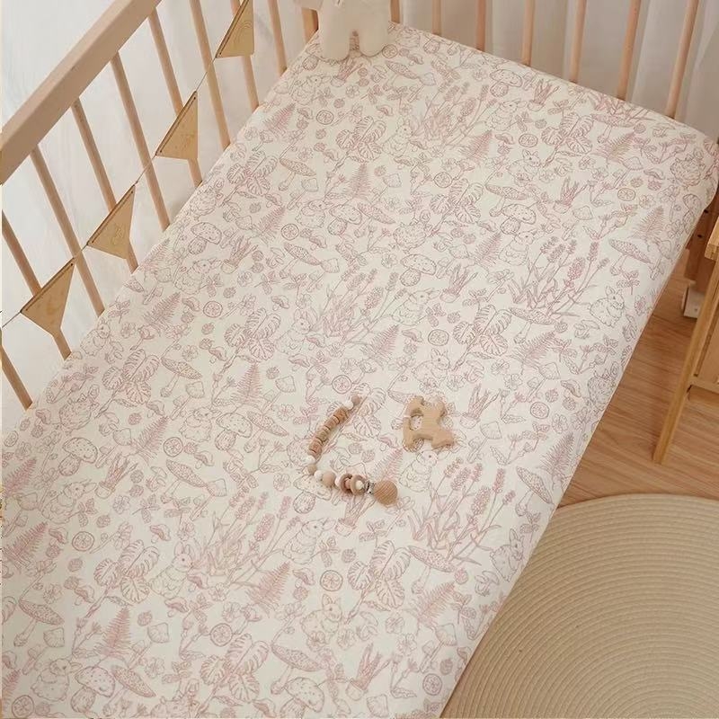 Napínacia plachta na detskú postieľku s gumou, 100% bavlnená gáza, kryt matraca pre novorodencov, všetky ročné obdobia, patchwork, 0,9 m