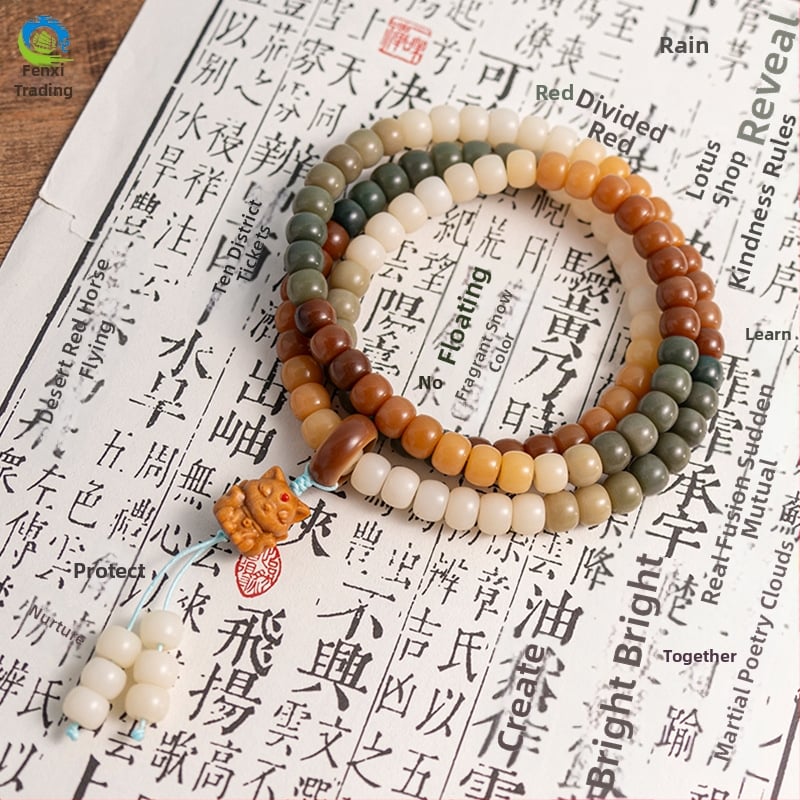 Bodhi korálky zo semien Bodhi, 108 korálok, abakus štýl, ručne vyrobené, prírodný opotrebovaný materiál Bodhi koreň cylindrické korálky na náhrdelník