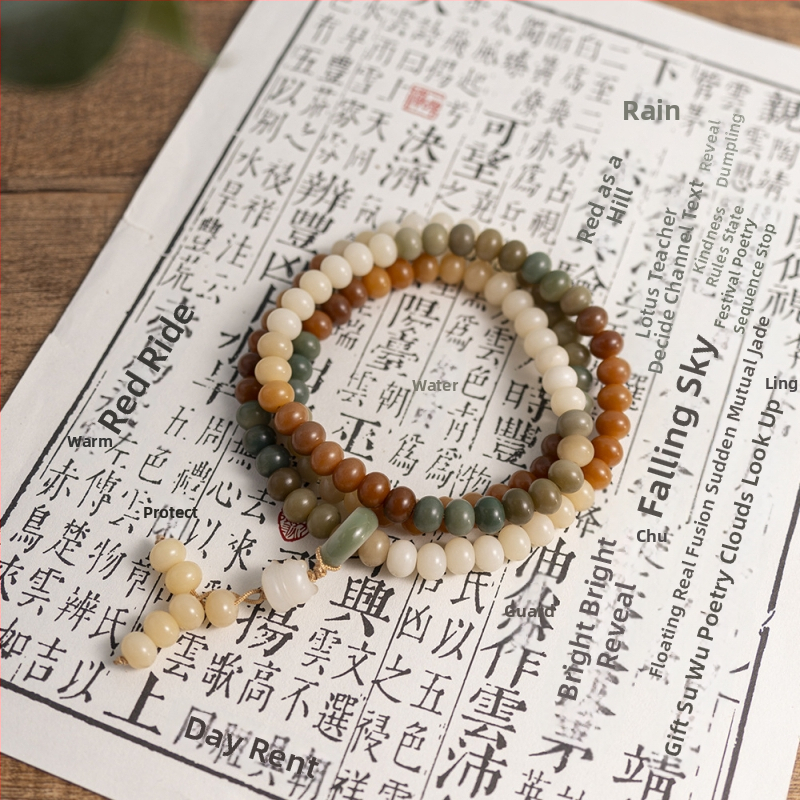 Bodhi korálky zo semien Bodhi, 108 korálok, abakus štýl, ručne vyrobené, prírodný opotrebovaný materiál Bodhi koreň cylindrické korálky na náhrdelník