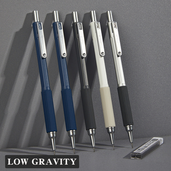 Kovový mechanický ceruzka 0.5 mm s ergonómickým dizajnom nízkeho ťažiska a tlačidlovým posúvaním grafitu