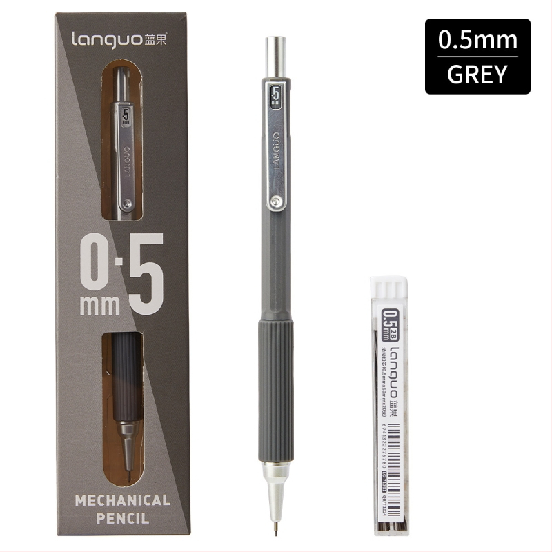 Kovový mechanický ceruzka 0.5 mm s ergonómickým dizajnom nízkeho ťažiska a tlačidlovým posúvaním grafitu