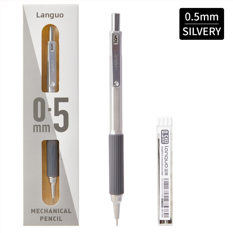 Kovový mechanický ceruzka 0.5 mm s ergonómickým dizajnom nízkeho ťažiska a tlačidlovým posúvaním grafitu