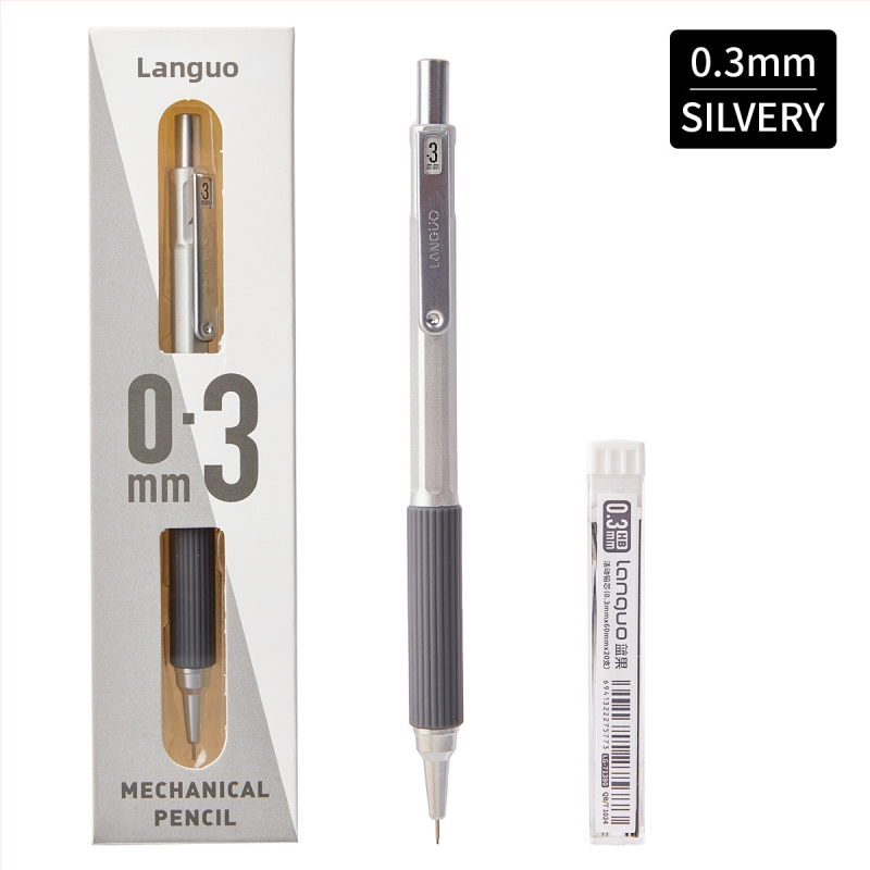 Kovový mechanický ceruzka 0.5 mm s ergonómickým dizajnom nízkeho ťažiska a tlačidlovým posúvaním grafitu