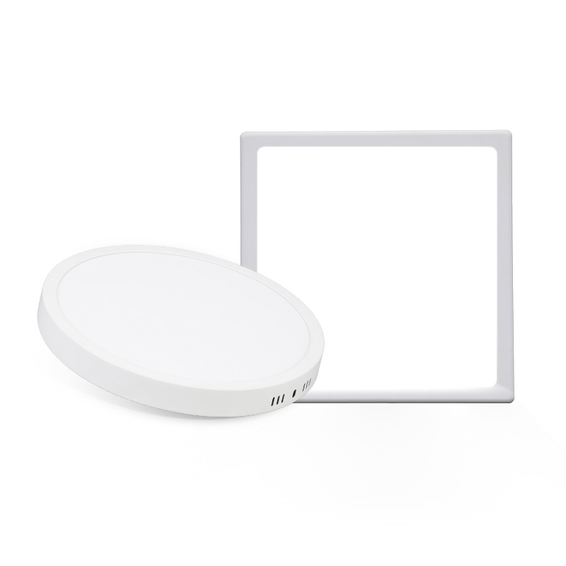 Ultra tenký povrchovo montovaný LED panel svetlo so tri farebné odtiene, integrovaný do stropu pre chodby a kancelárie.