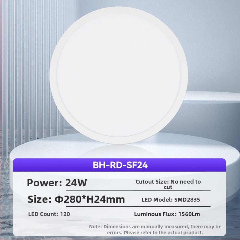 Ultra tenký povrchovo montovaný LED panel svetlo so tri farebné odtiene, integrovaný do stropu pre chodby a kancelárie.