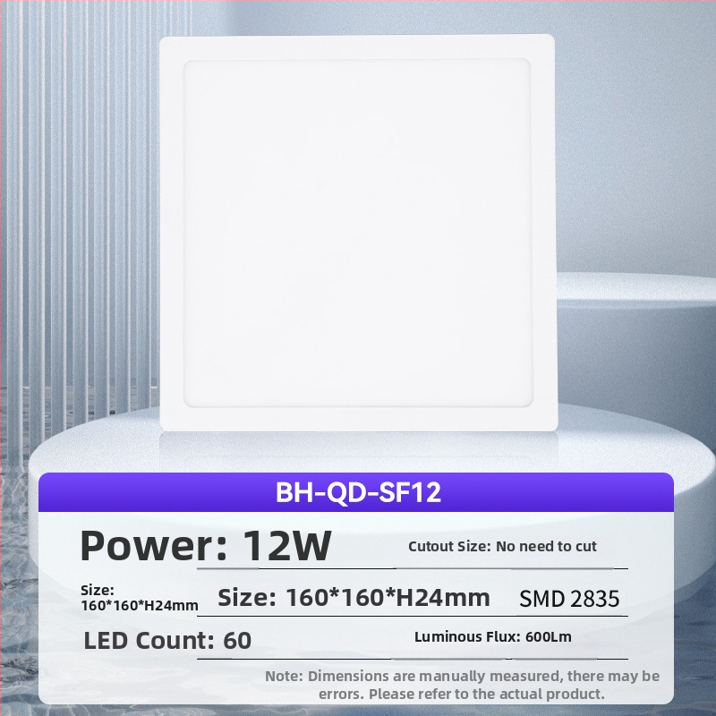 Ultra tenký povrchovo montovaný LED panel svetlo so tri farebné odtiene, integrovaný do stropu pre chodby a kancelárie.
