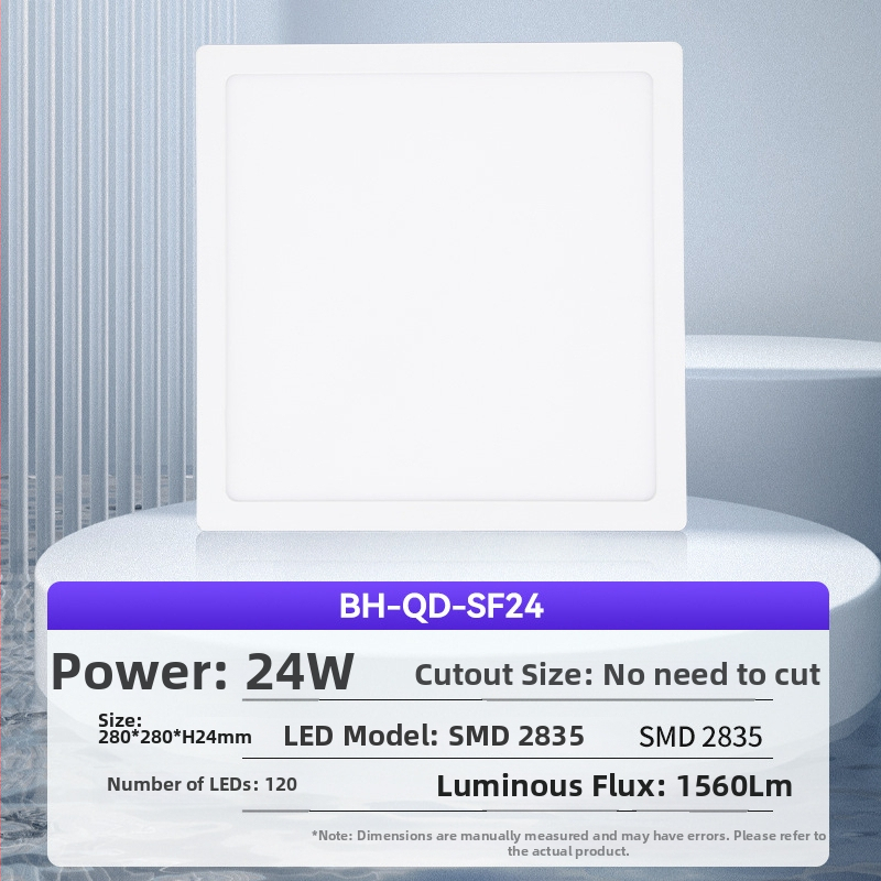 Ultra tenký povrchovo montovaný LED panel svetlo so tri farebné odtiene, integrovaný do stropu pre chodby a kancelárie.