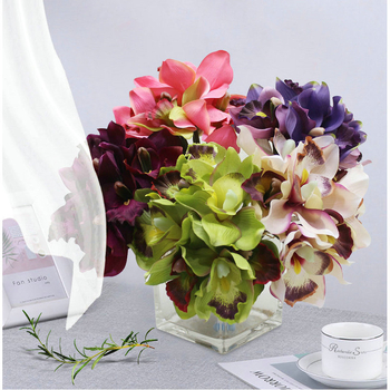 Umelá kytica kvetov s cymbidium orchideou, ružami a pivóniami pre svadby a domácu výzdobu