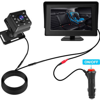 4,3-inčni HD noćni vid auto monitor za bebe s kamerom ogledala