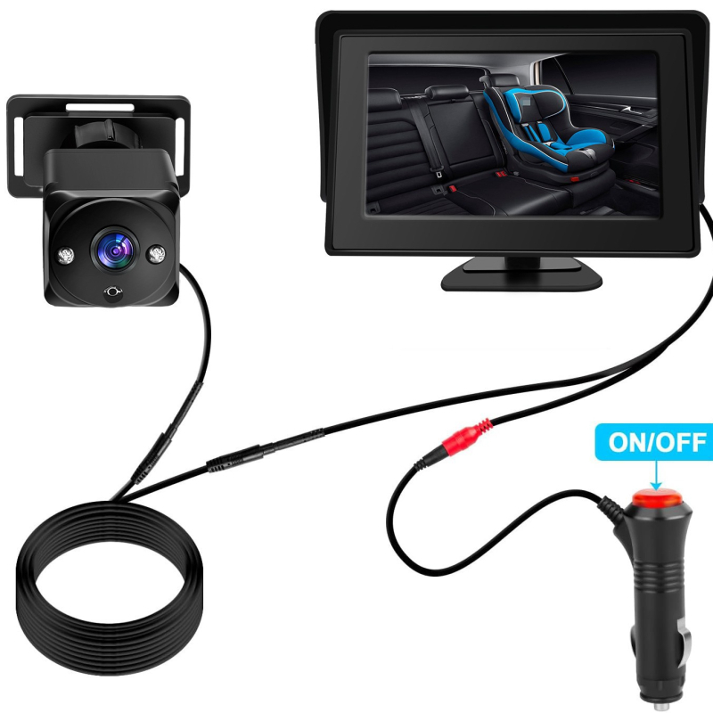 4,3-inčni HD noćni vid auto monitor za bebe s kamerom ogledala