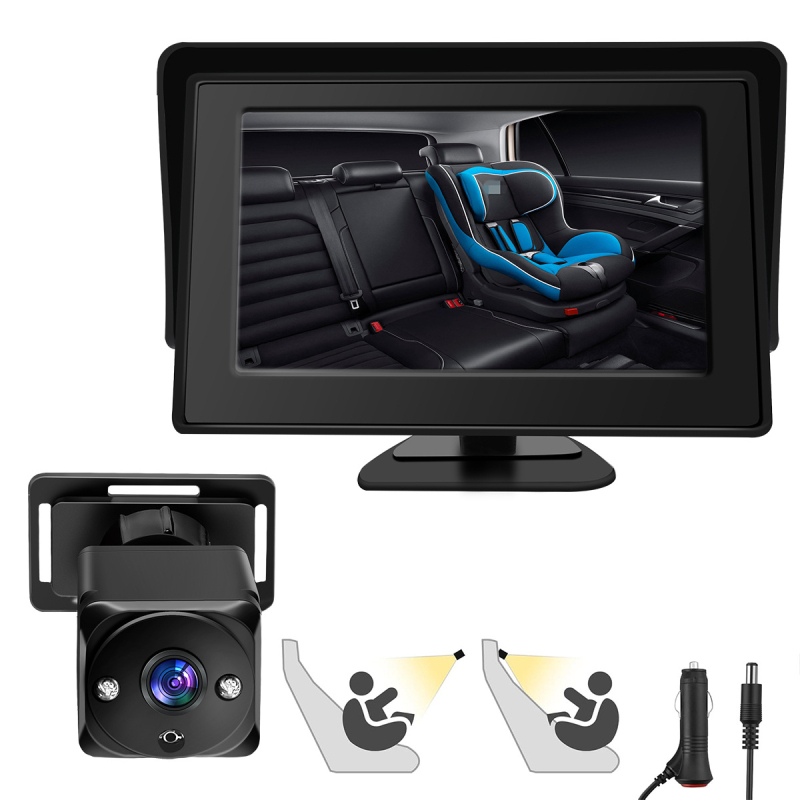 4,3-inčni HD noćni vid auto monitor za bebe s kamerom ogledala