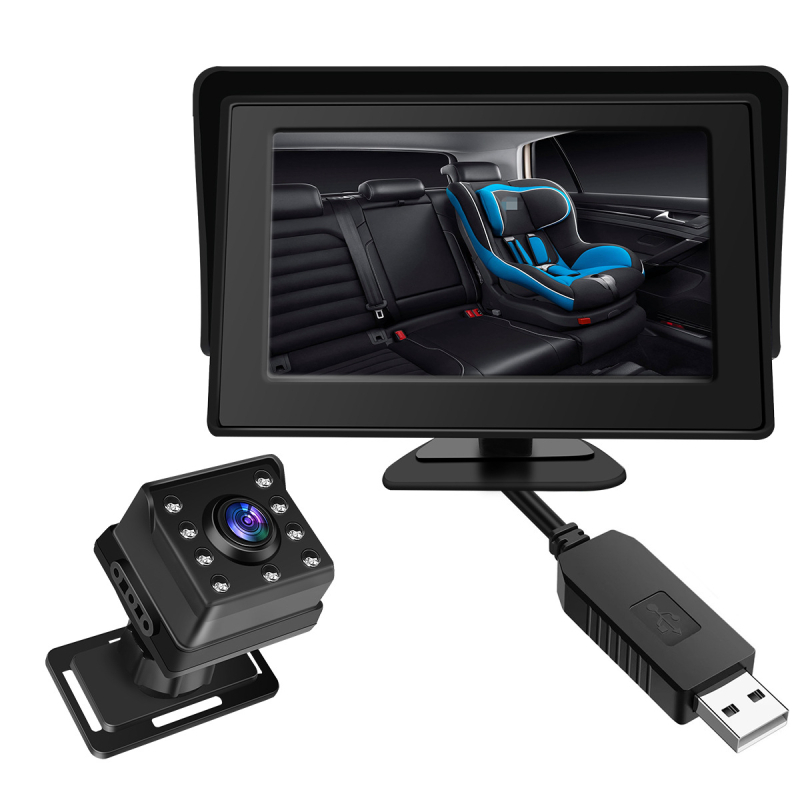 4,3-inčni HD noćni vid auto monitor za bebe s kamerom ogledala