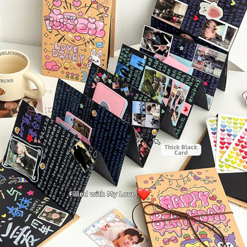 DIY fotoalbum s akordeónovým zložením, ručne vyrobené pamätné album pre páry a najlepšie kamarátky, darček k narodeninám