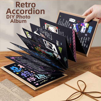 DIY fotoalbum s harmonikovým skladaním, 3D kniha, ručne vyrobený prázdny album pre páry a priateľov, originálny darček na spomienky