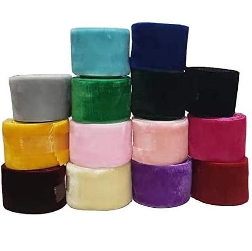 Vianočná sametová stuha a textilná páska na balenie darčekov, DIY mašľa, ozdoba vianočného stromu